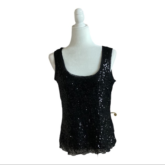 Chico's Tops - Chico’s Black Sequins Sleeveless Blouse Size 1